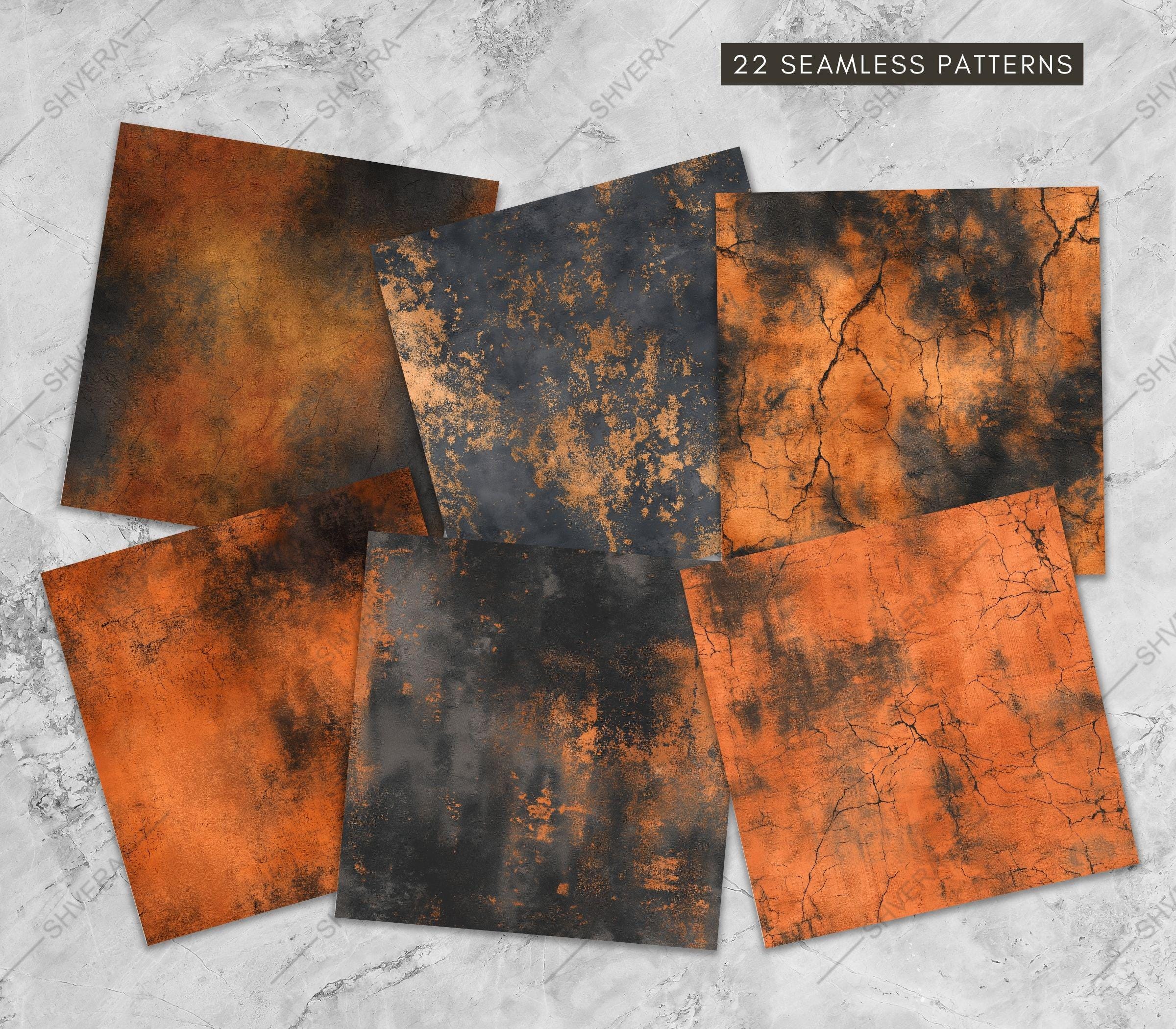 22 Seamless Halloween Grunge Digital Paper Pack, Orange Black Textures ...