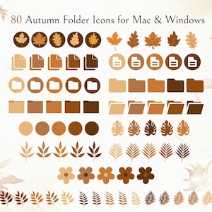 80 Fall Folder Icons for MAC and WINDOWS Computers, Autumn Desktop Icons for PC, Bonus Desktop Organizer | Mac Icons | Autumn Desktop Icons