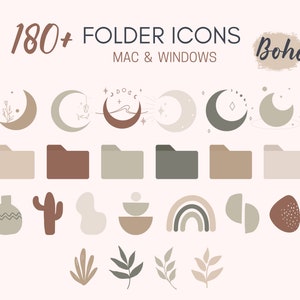 180+ Boho Folder Icons for MAC and WINDOWS Computers, Mystic Boho Desktop Icons for PC, Digital Download, Mac Icons | Minimalist Aesthetic
