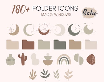 180+ Boho Folder Icons for MAC and WINDOWS Computers, Mystic Boho Desktop Icons for PC, Digital Download, Mac Icons | Minimalist Aesthetic