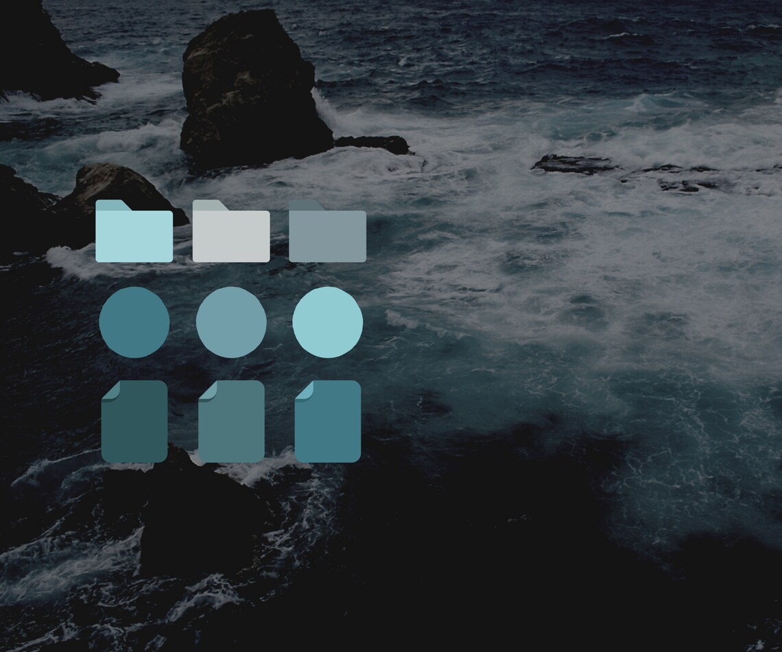 36 BLUE Desktop Folder Icons with Free Wallpaper Organizer for Etsy