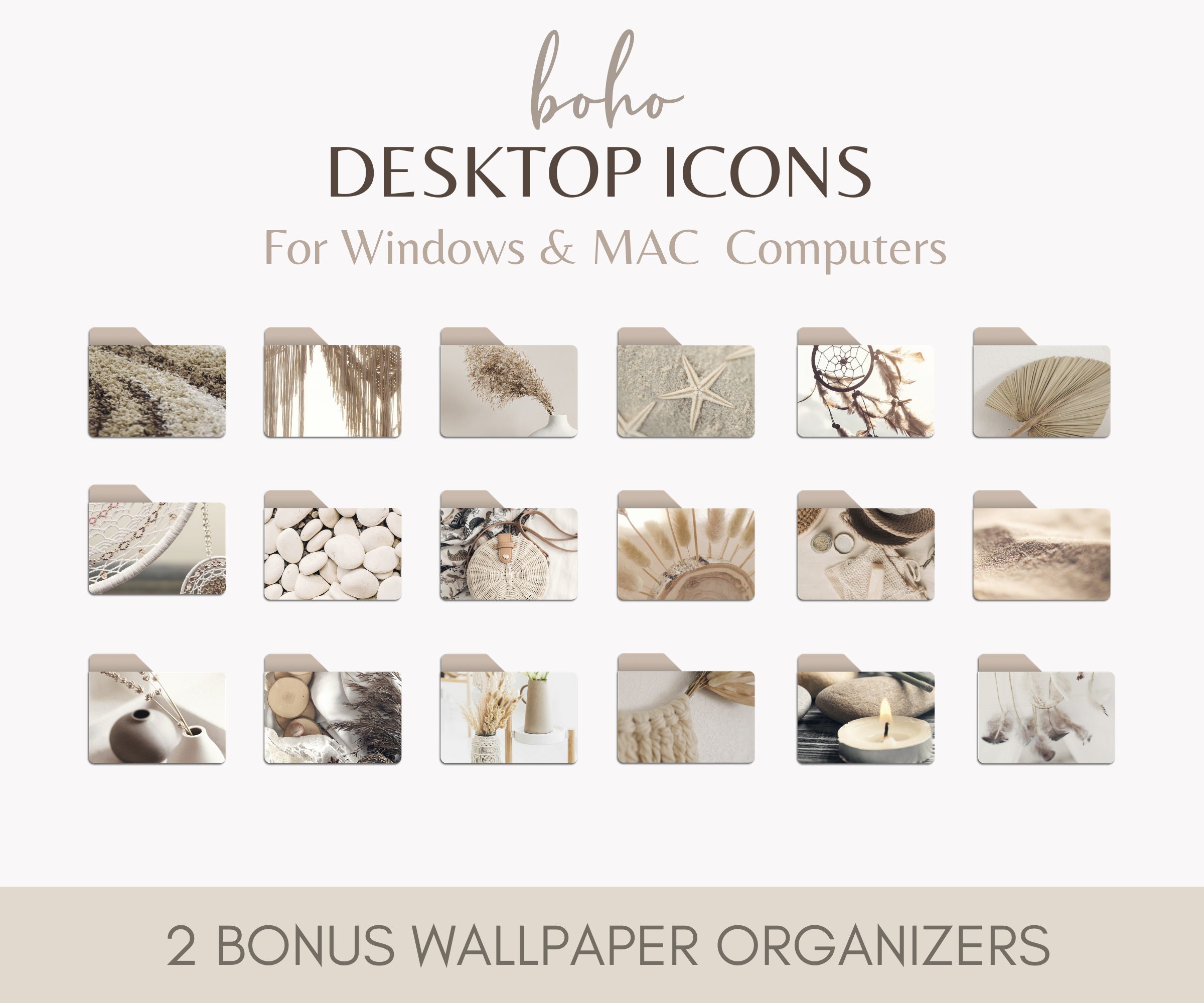 18 Boho Folder Icons With 2 Free Wallpaper Organizers For Etsy Ireland