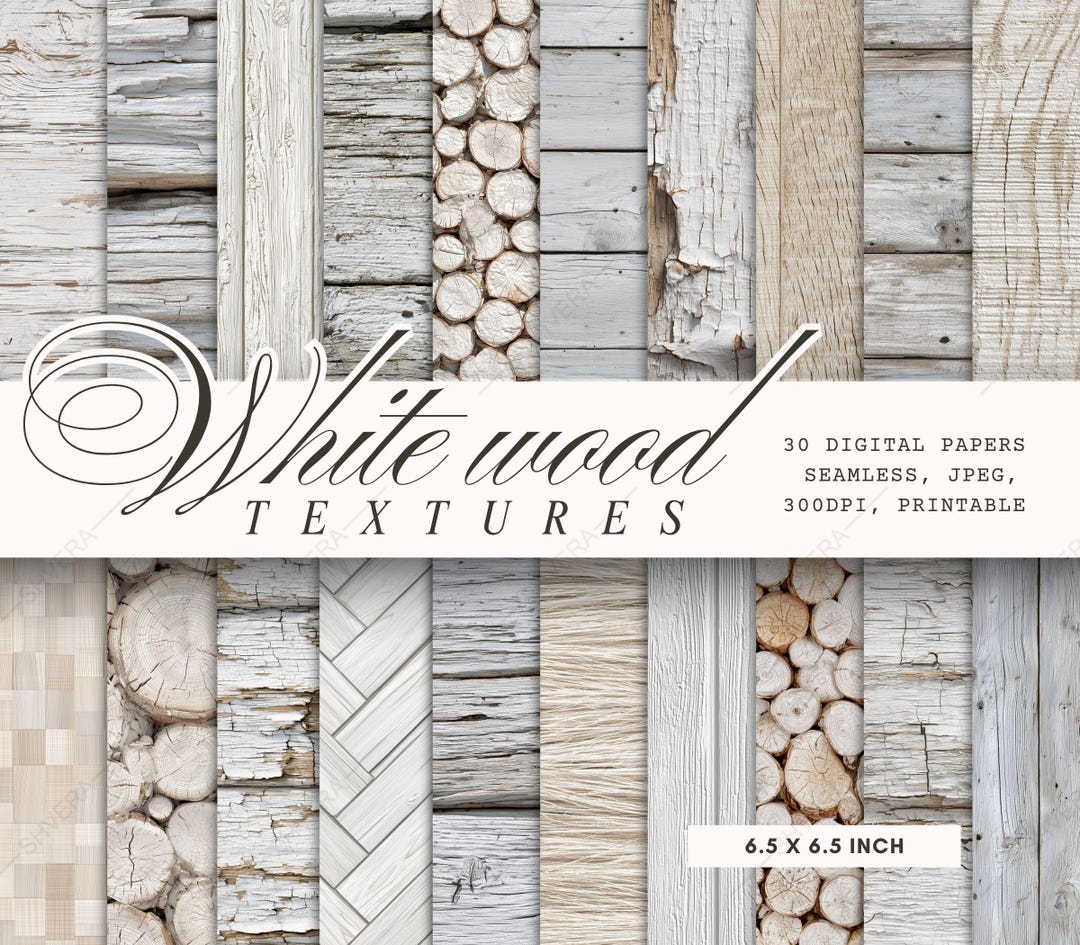 30 Seamless White Wood Digital Paper Pack, Printable Wood Textures ...