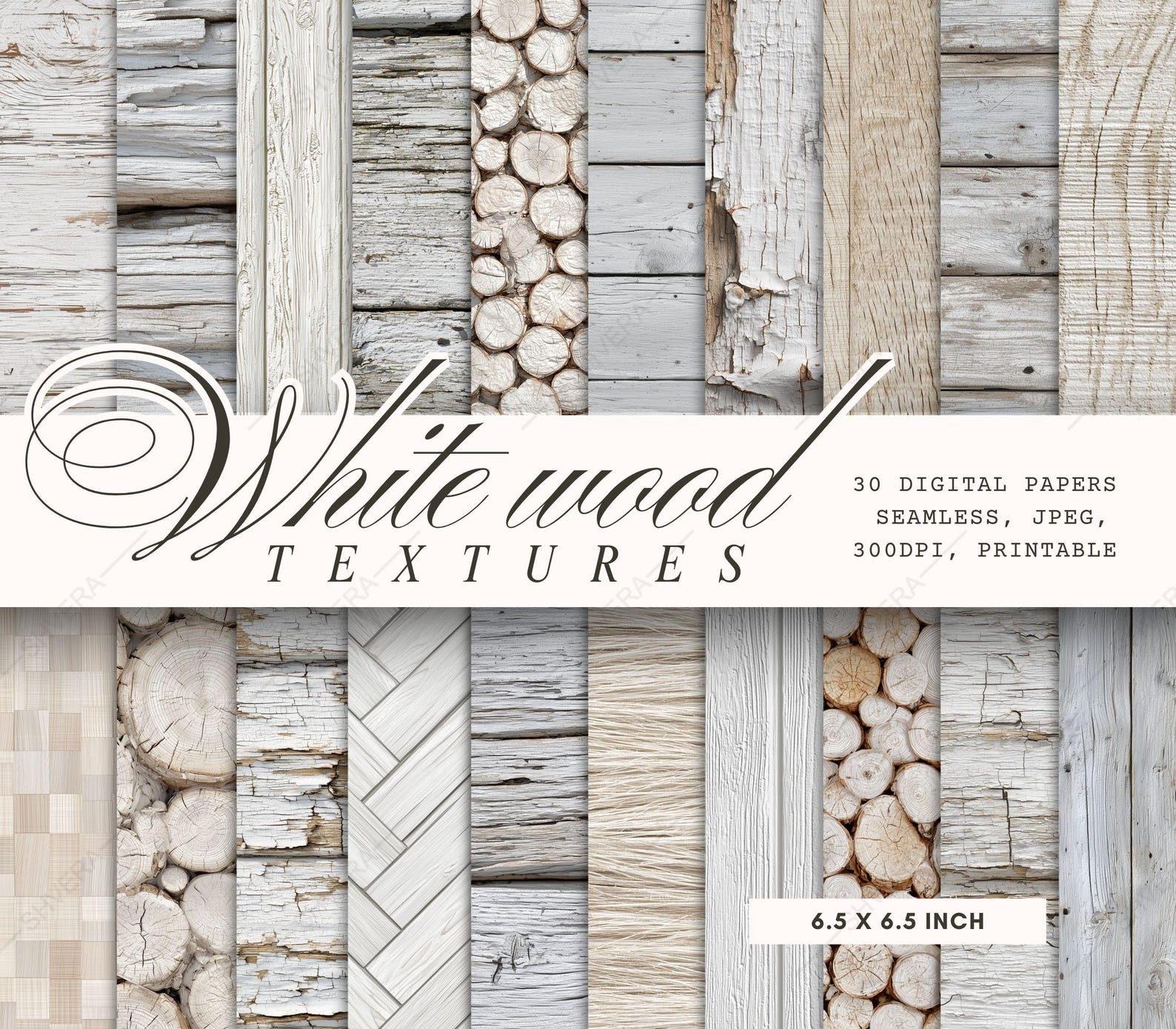 30 Seamless White Wood Digital Paper Pack, Printable Wood Textures ...
