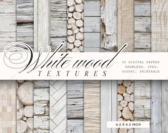 30 Seamless White Wood Digital Paper Pack, Printable wood Textures, Digital Backgrounds, Rustic wrapping Kit, Unique Barn Wood Backdrop