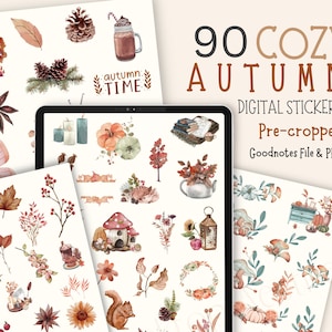 Cozy Autumn, Fall Digital Stickers for Scrapbooks