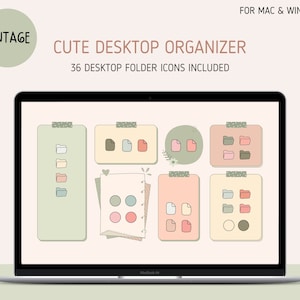 CUTE Vintage Desktop Organizer | 36 Cute Aesthetic Desktop Folder Icons for Mac & Windows | Desktop Organizer Wallpaper | Mac Folder Icon