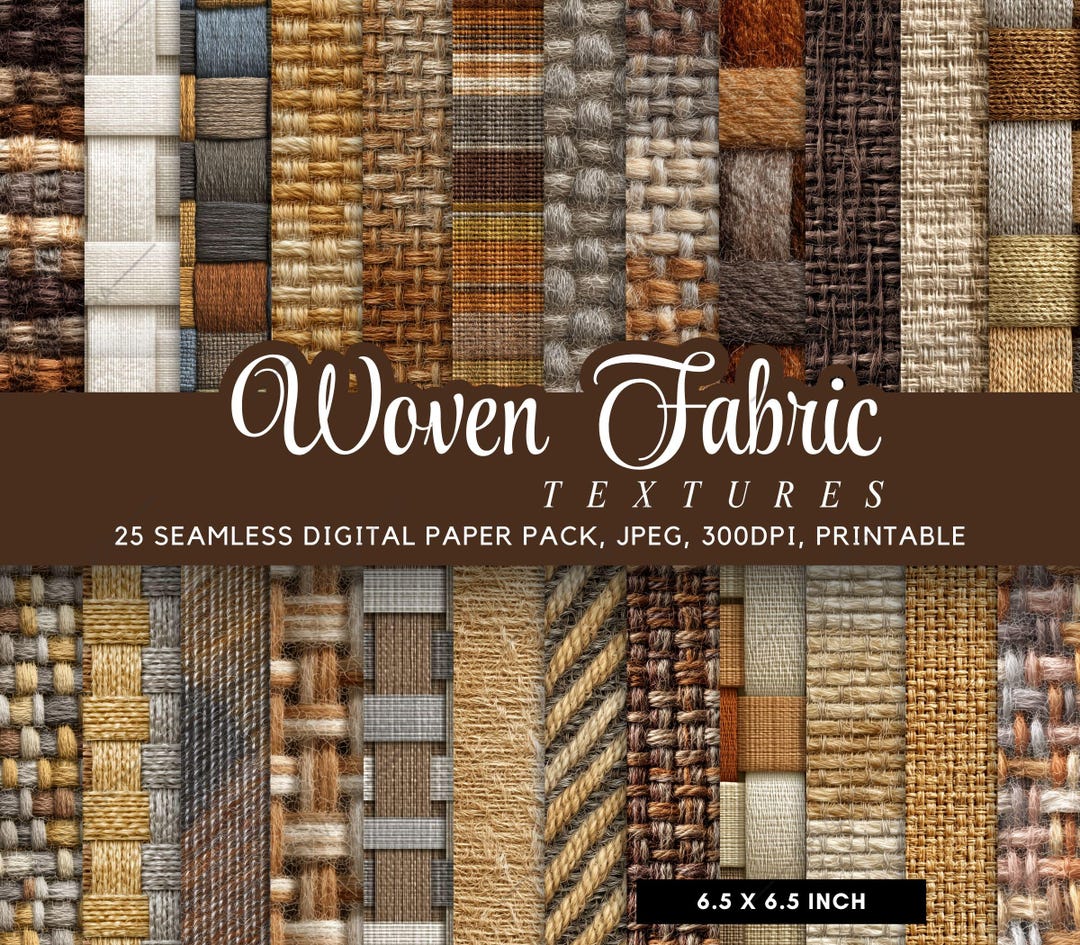 25 Seamless Woven Fabric Digital Paper Pack, Rustic Textile Texture ...