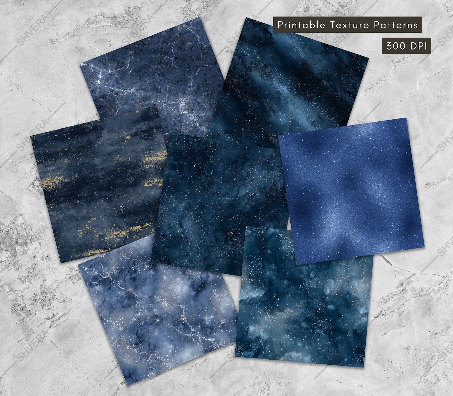 27 Seamless Night Sky Digital Paper Bundle, Celestial Galaxy Textures ...