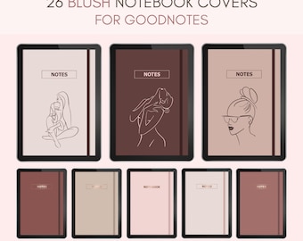 Blush Aesthetic Notebook Covers, Feminine Line Art (Digital Download)