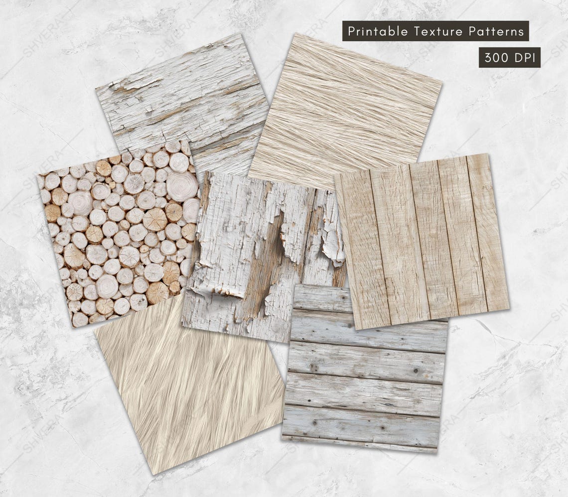30 Seamless White Wood Digital Paper Pack, Printable Wood Textures ...