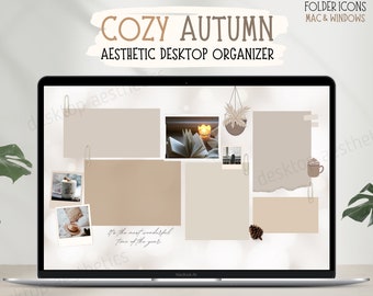 Cozy Autumn Desktop Organizer | Fall Aesthetic | 38 Fall Folder Icons for Mac, Windows | Bonus Autumn Wallpaper | Desktop Customization