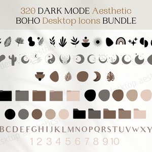 320 Esthetische Boho Desktop BUNDEL | Mappictogrammen in de donkere modus voor Mac, Windows | Boho PC-esthetiek | Bureaubladaanpassing | Bureaubladmappen