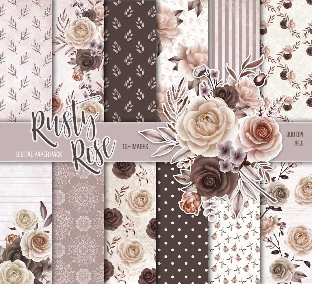 Elegant Rose Digital Paper Pack | Neutral Rose | Digital Scrapbook ...