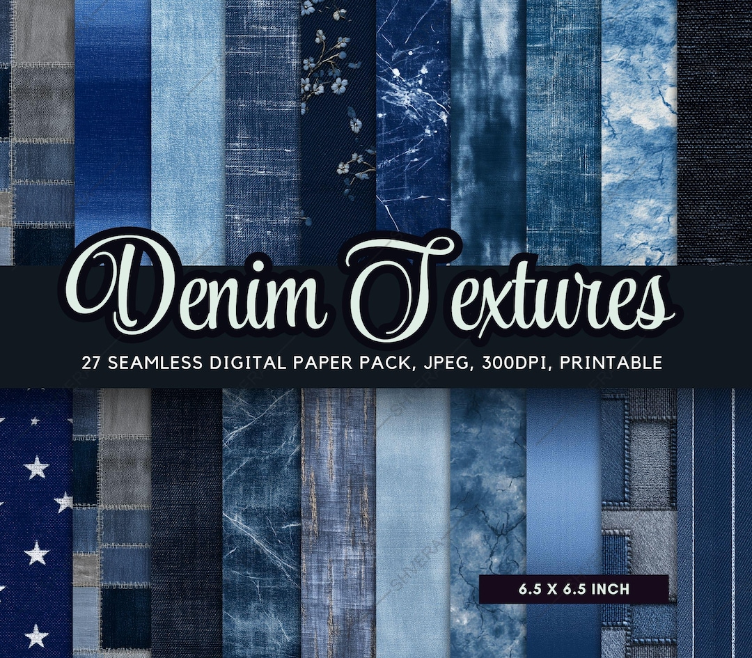 27 Seamless Denim Digital Paper Pack, Blue Fabric Texture Backgrounds ...