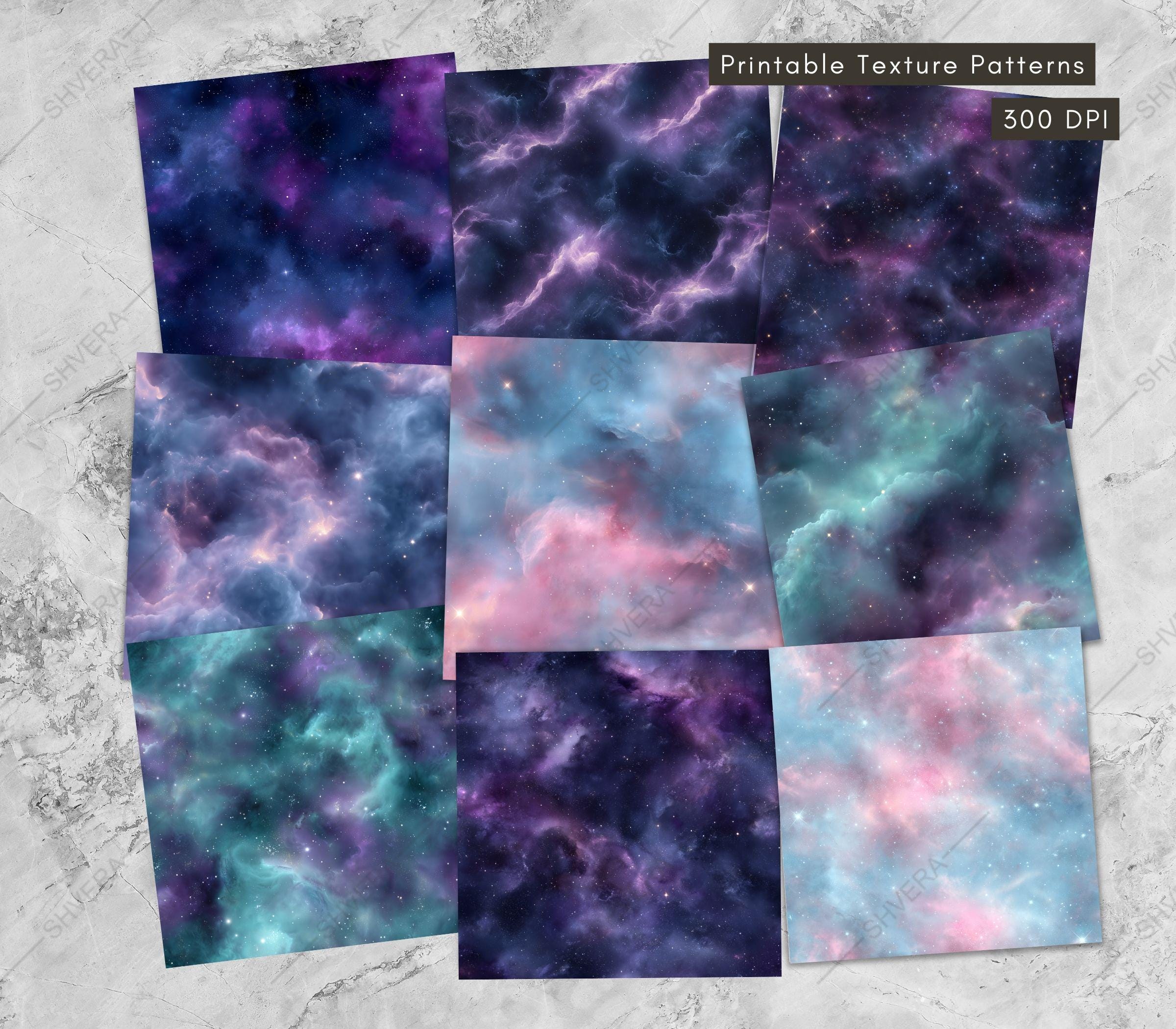 36 Seamless Galaxy Nebula Digital Paper Pack, Space Background Textures ...