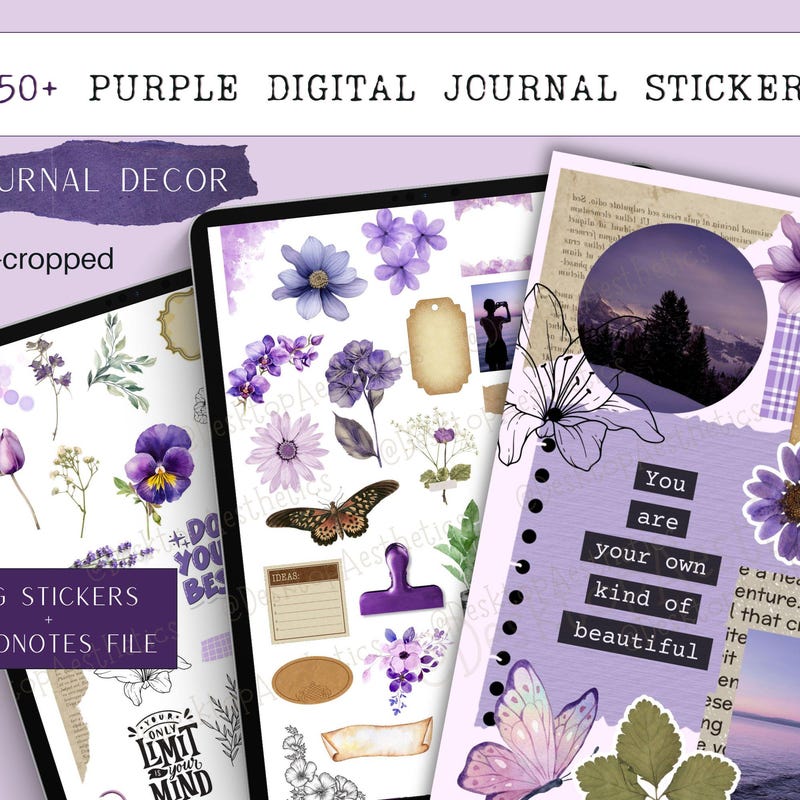 Purple Aesthetic Stickers - Etsy