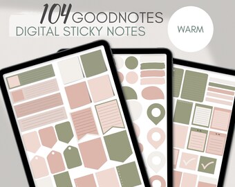 104 Goodnotes Sticky Notes, Pre cropped Warm Neutral Digital Goodnotes Stickers, Digital Planner, Journal, Digital Notes | Notability