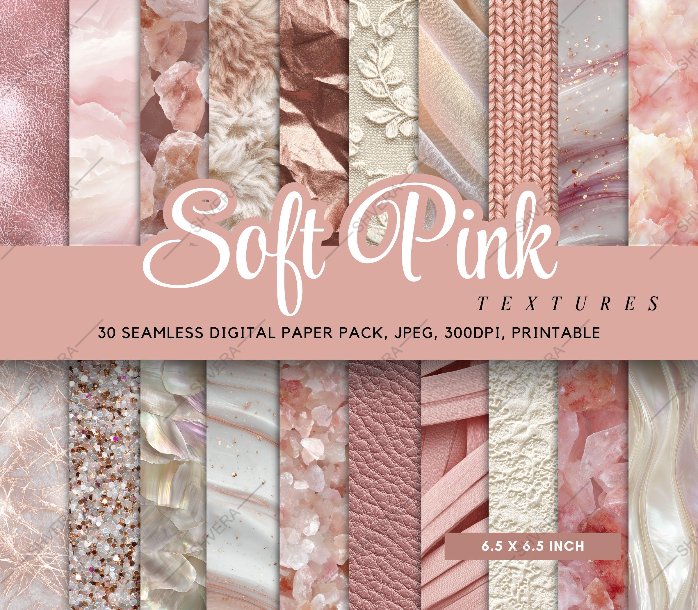 Soft Shell Pink Texture 30 Seamless Soft Pink Texture Bundle, Printable Marble. Glitter and Fur ...