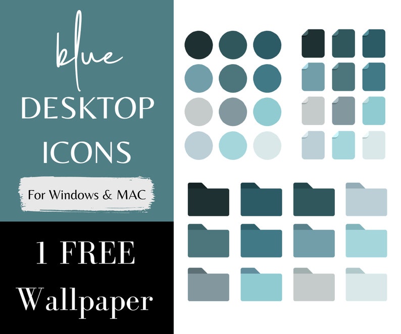 File Icons 36 Blue Desktop Folder Icons With Free Wallpaper Organizer For Macbook And Windows Folder Circle Blue Desktop Aesthetics Dexis Iberica Drawing Illustration Art Collectibles