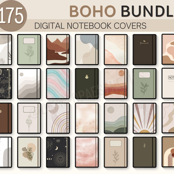 175 Boho Notebook Cover BUNDLE, Goodnotes Digital Covers, Cute Boho Digital Notebook Cover, Boho Aesthetic Covers, iPad Covers | Notabilité