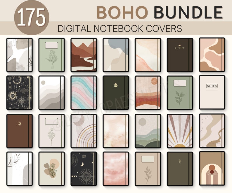 175 Boho Notebook Cover BUNDLE Goodnotes Digital Covers - Etsy