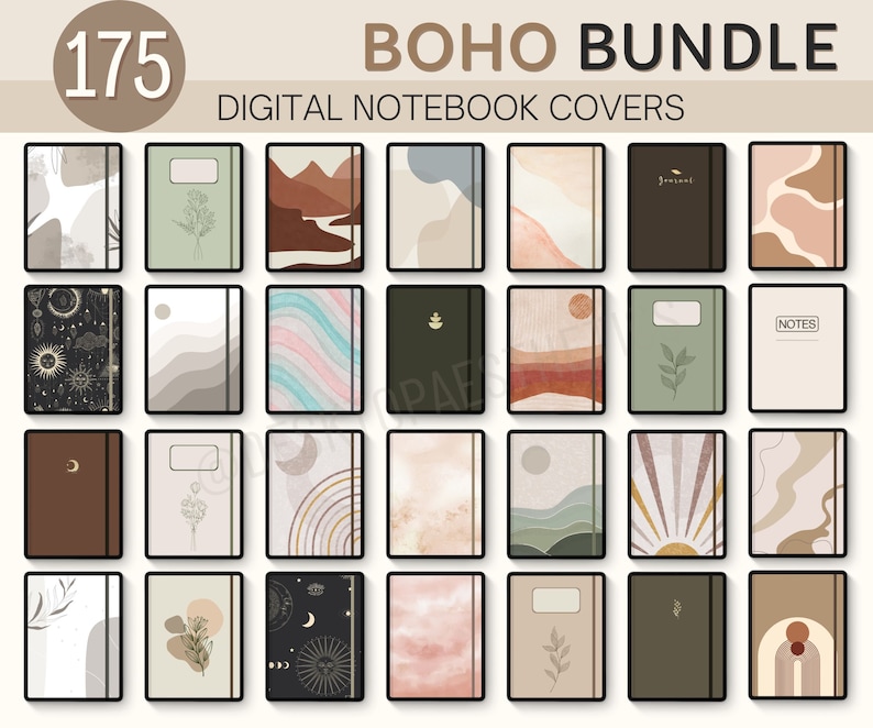 boho digital notebook covers