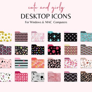 25 Íconos de carpetas LINDO y femenino para computadoras MAC y WINDOWS / Estética linda / Iconos de Mac y Windows / Iconos de carpetas de escritorio rosa / Digital