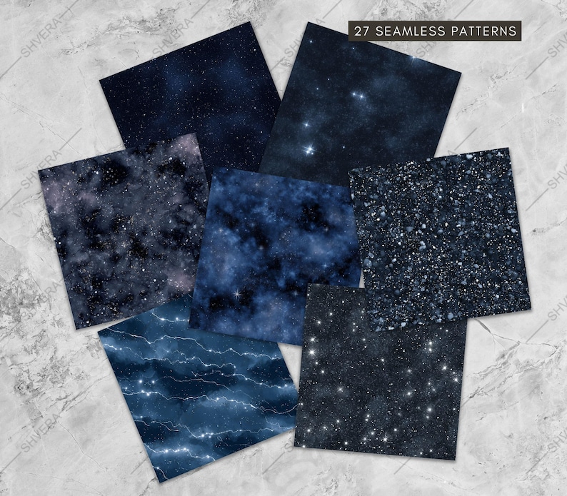 Seamless Dark Galaxy Abstract Patterns