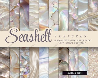 27 Seamless Seashell Digital Paper Bundle, Iridescent Pearl Textures, Mother of Pearl Backgrounds, Pearlescent backgrounds, 300 dpi