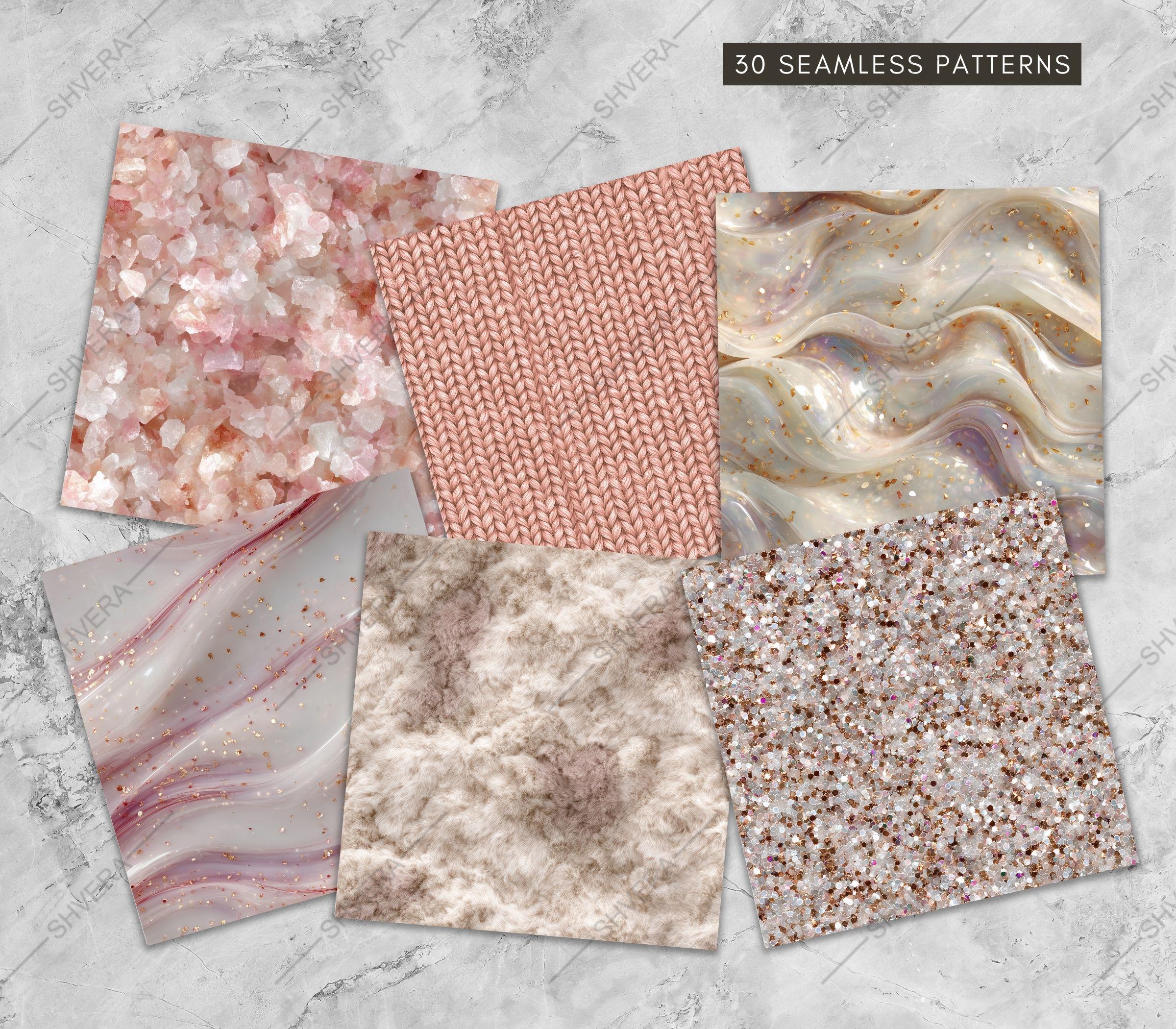 Soft Shell Pink Texture 30 Seamless Soft Pink Texture Bundle, Printable Marble. Glitter and Fur ...