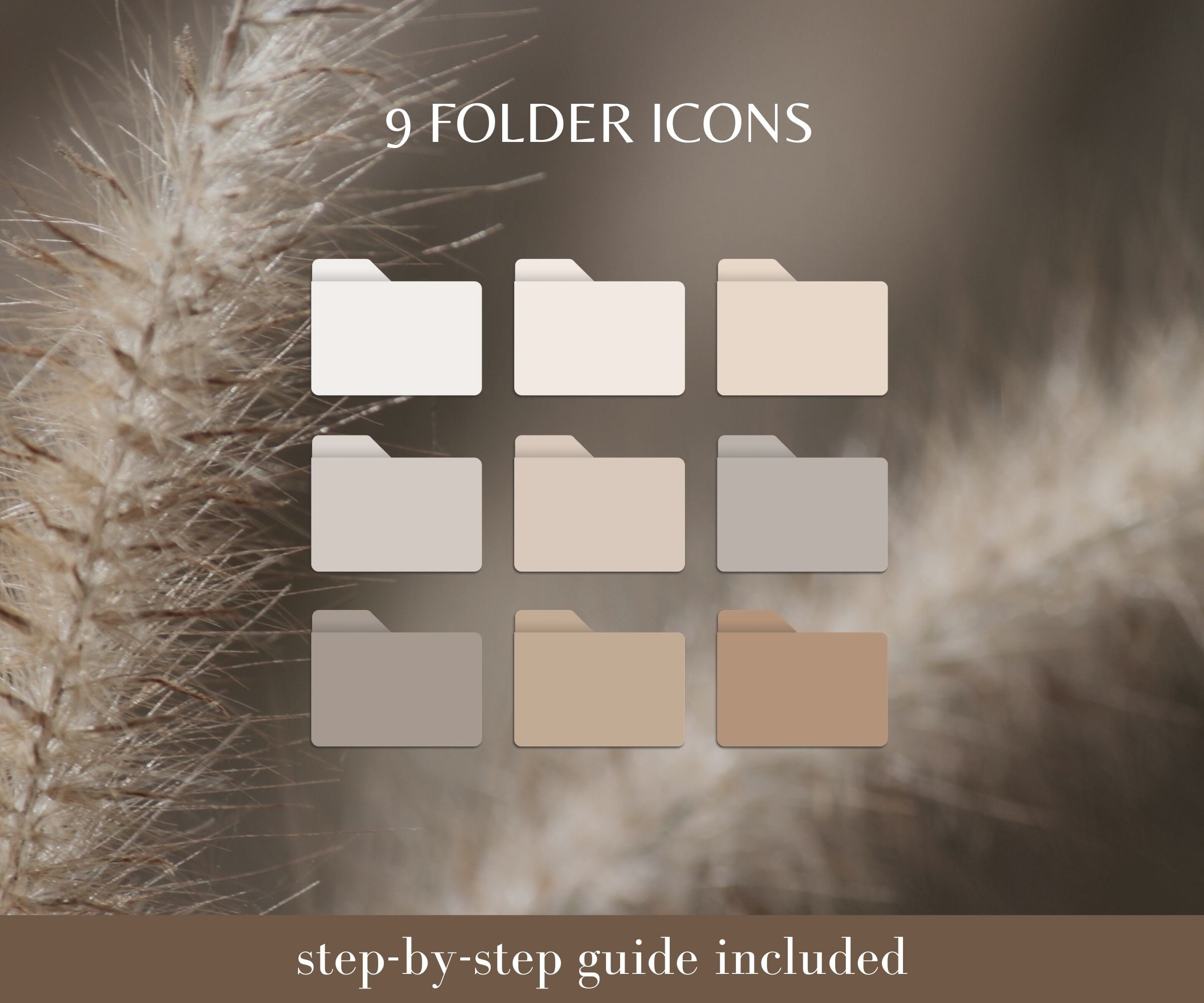 27 Beige DESKTOP Folder Icons With Free Wallpaper Organizer - Etsy
