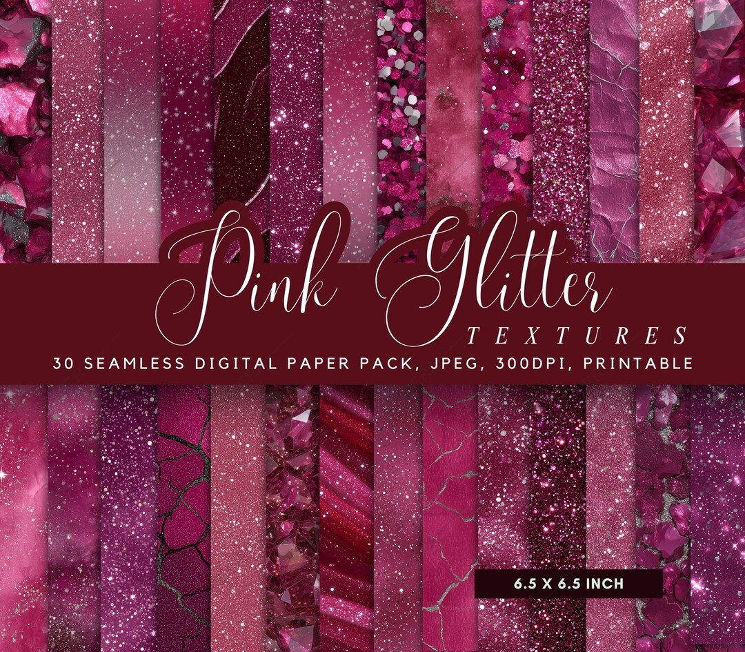 30 Seamless Pink Glitter Digital Paper Bundle, Blush Pink Marble ...