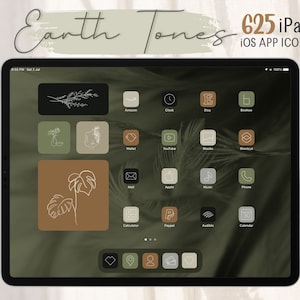625 iPad Earth Tones iOS App Icons Pack, Boho Aesthetic App Icons, 10 Wallpapers, 38 Widget Covers, iPad Homescreen, iOS 15 | iOS 14, 15, 16