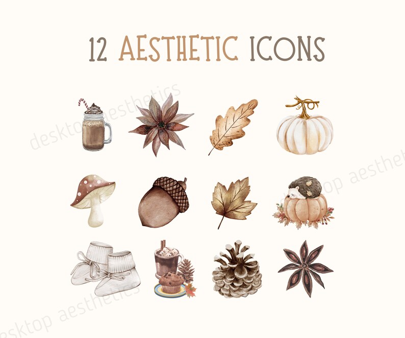 38 Cozy Autumn Desktop Folder Icons Fall Aesthetic Icons Etsy