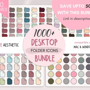 Pode incluir: Um conjunto de mais de 1000 &iacute;cones de pastas de desktop est&eacute;ticos e fofinhos em 30 temas diferentes. Os &iacute;cones s&atilde;o compat&iacute;veis com Mac e Windows. Economize at&eacute; 50% com este pacote. Link na descri&ccedil;&atilde;o.
