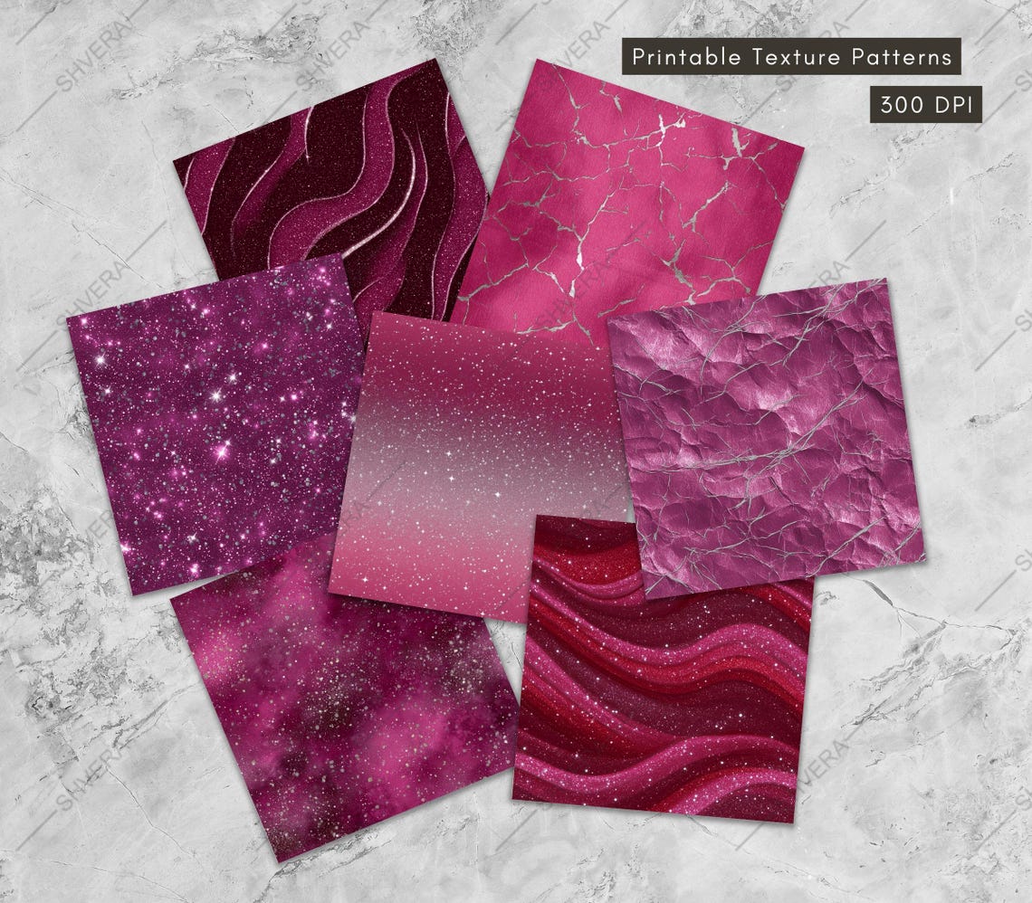 30 Seamless Pink Glitter Digital Paper Bundle, Blush Pink Marble ...