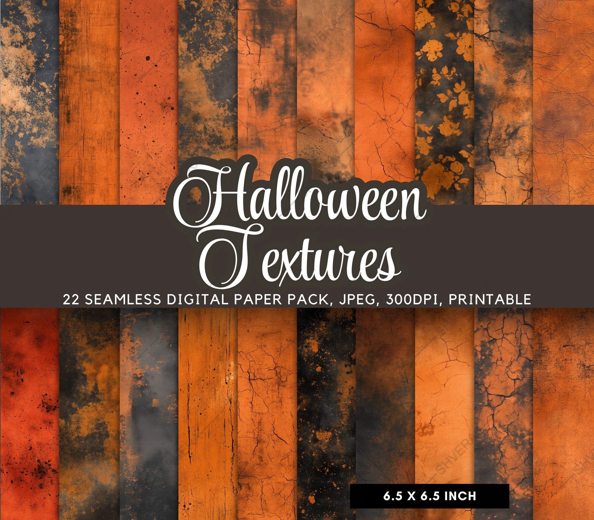 22 Seamless Halloween Grunge Digital Paper Pack, Orange Black Textures ...