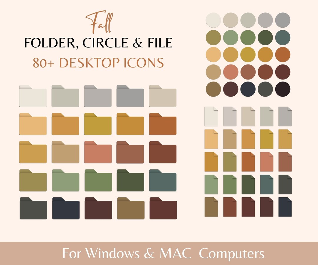 81 Fall Desktop Icons for MacBook and WINDOWS Autumn Circle - Etsy