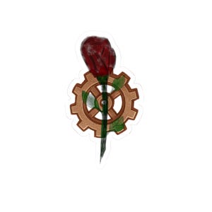 Rose and Cog Steampunk sticker | Fading Beauty in functional items | Maximalism