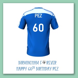 Carte d'anniversaire de football de Birmingham/carte de maillot de football personnalisée de Birmingham/carte de football de Birmingham/football de Birmingham