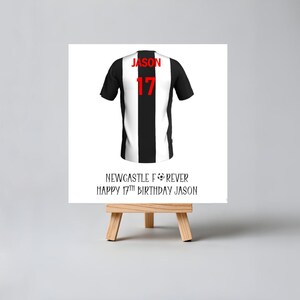 Personalised Newcastle United Birthday Card: Football Shirt Design image 2