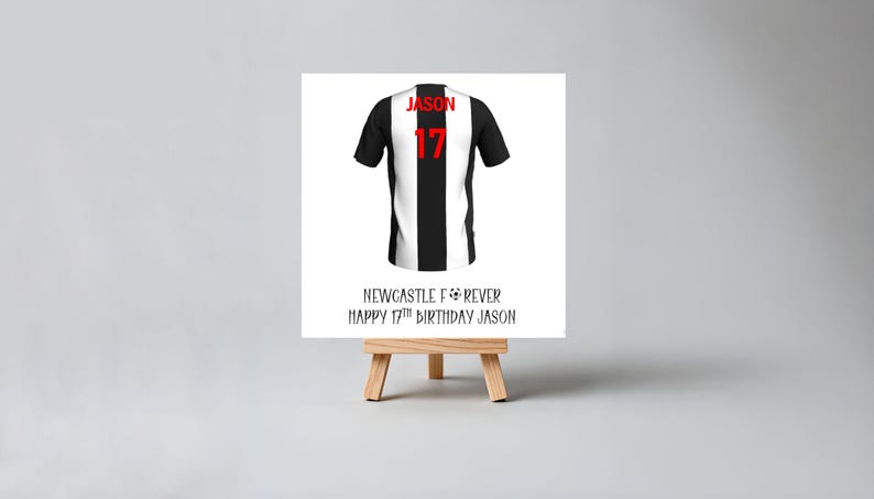 Personalised Newcastle United Birthday Card: Football Shirt Design image 2
