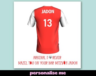 Personalised Arsenal Football Bar Mitzvah Card