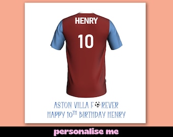 Personalised Aston Villa Football Birthday Card