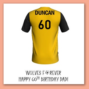 Carte d'anniversaire de football de loups/carte de maillot de football personnalisée de loups/carte de football de loups/carte d'anniversaire de football de loups/loups