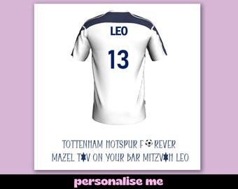 Tottenham Hotspur Bar Mitzvah Card: Personalised Football Shirt