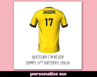 Biglietto di auguri di compleanno personalizzato dedicato al calcio del Watford