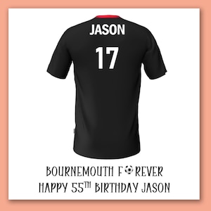 Carte d'anniversaire de football de Bournemouth/carte de maillot de football personnalisée de Bournemouth/carte de football de Bournemouth/football de Bournemouth