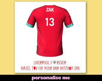 Personalised Liverpool Football Bar Mitzvah Card